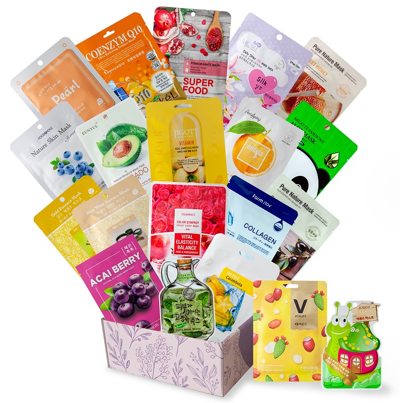 набор корейских тканевых масок для лица (увлажнение), 20 шт. cosmasi hydrating mask set box