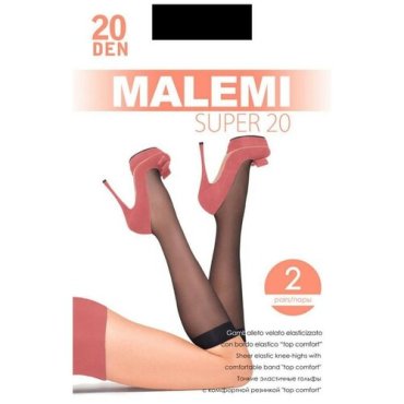 Капроновые гольфы Malemi Super 20, 2 пары, размер ONE SIZE, nero