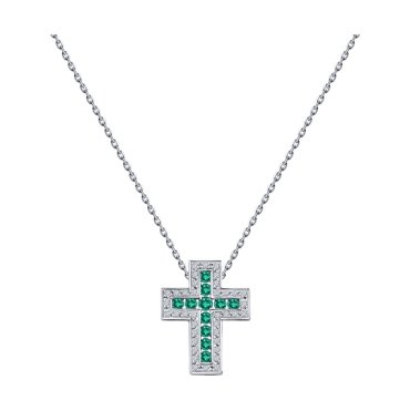 Колье SOKOLOV Diamonds из белого золота с бриллиантами и изумрудами