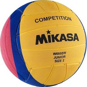 Мяч для водного поло Mikasa W6608 5W р.3, jun, резина, вес 340-380 г, дл. окр.61-63см, жел-син-роз