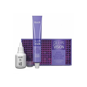 Ollin Vision Set Graphite - Оллин Вижн Сэт Крем-краска для бровей и ресниц Графит (в наборе), 20 мл -