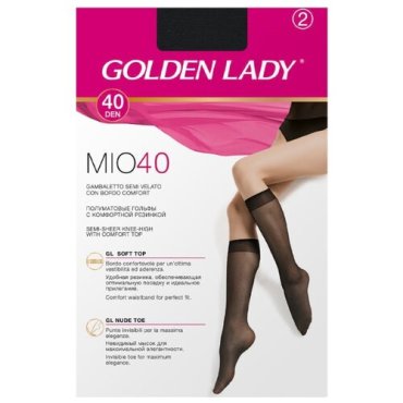 Капроновые гольфы Golden Lady Mio 40 Den, 2 пары, размер 0 (one size), nero