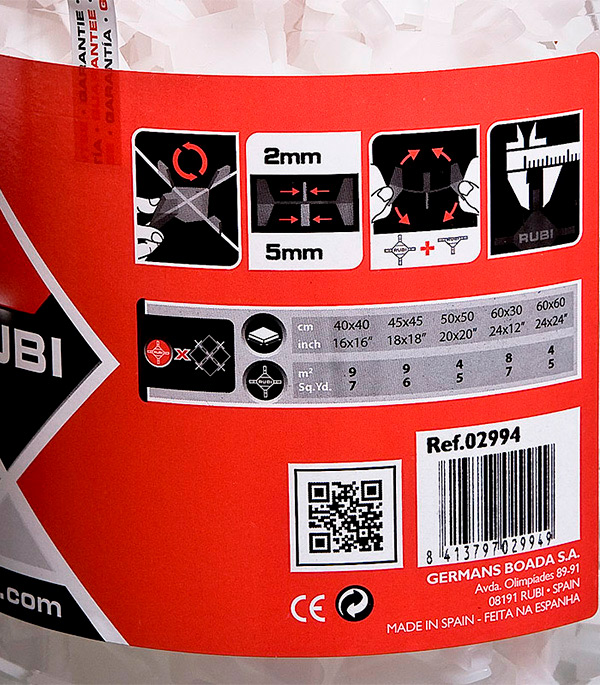 Крестики для плитки Rubi 2-5 мм двухразмерные (250 шт.)