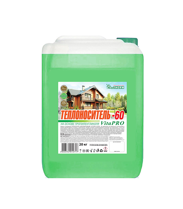 Теплоноситель Eco Therm VITA PRO -60 °С 20 кг на основе пропиленгликоля
