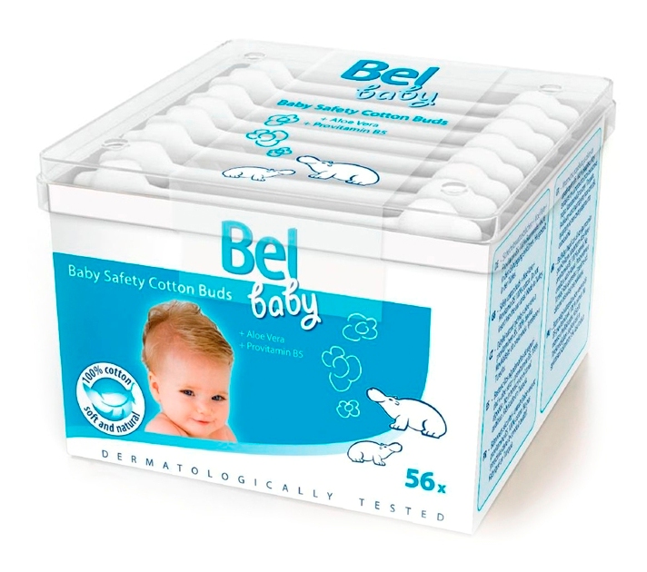 Детские ватные палочки Bel Baby Safety Buds, безопасные, 56шт.