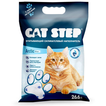 Cat step впитывающий силикагелевый наполнитель, Crystal Blue (26,6 л)