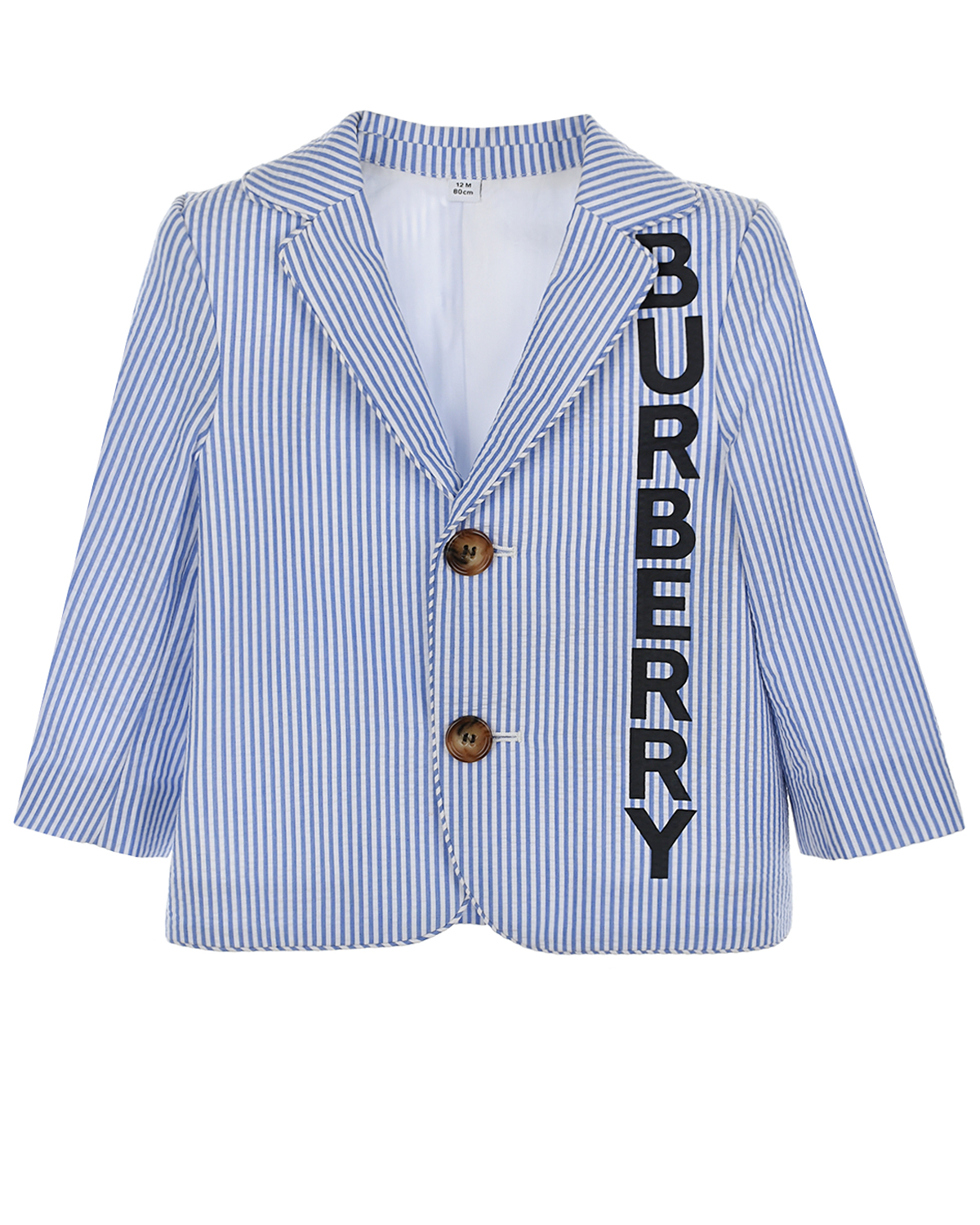Пиджак из хлопка в бело-голубую полоску Burberry детский