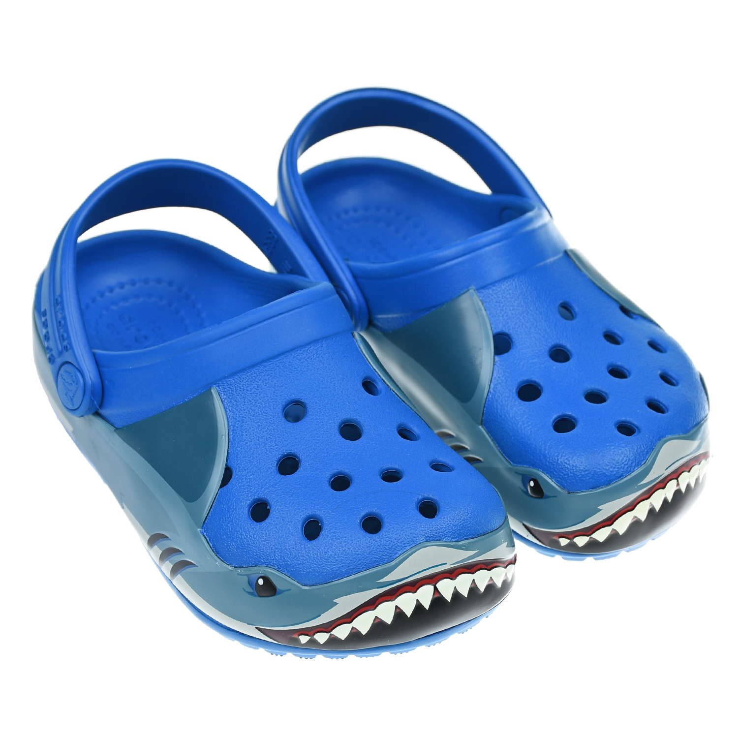 Синие сланцы с декором "акула" Crocs