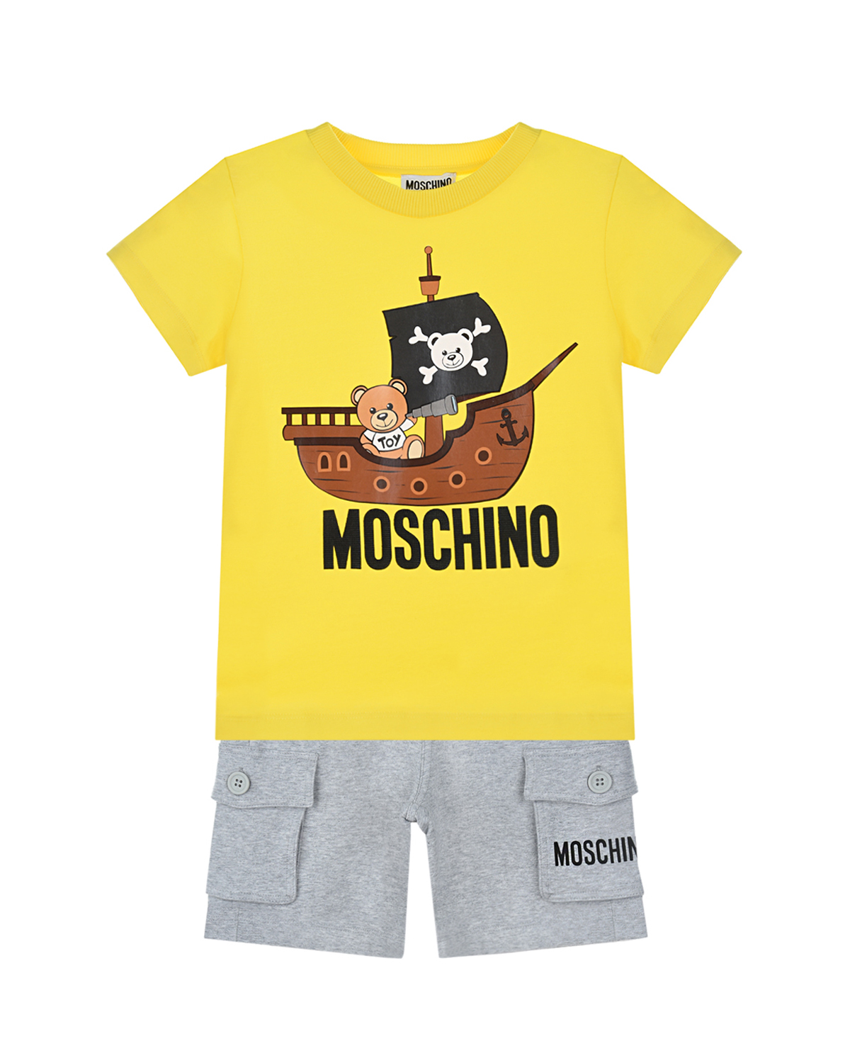 Комплект: шорты и желтая футболка Moschino