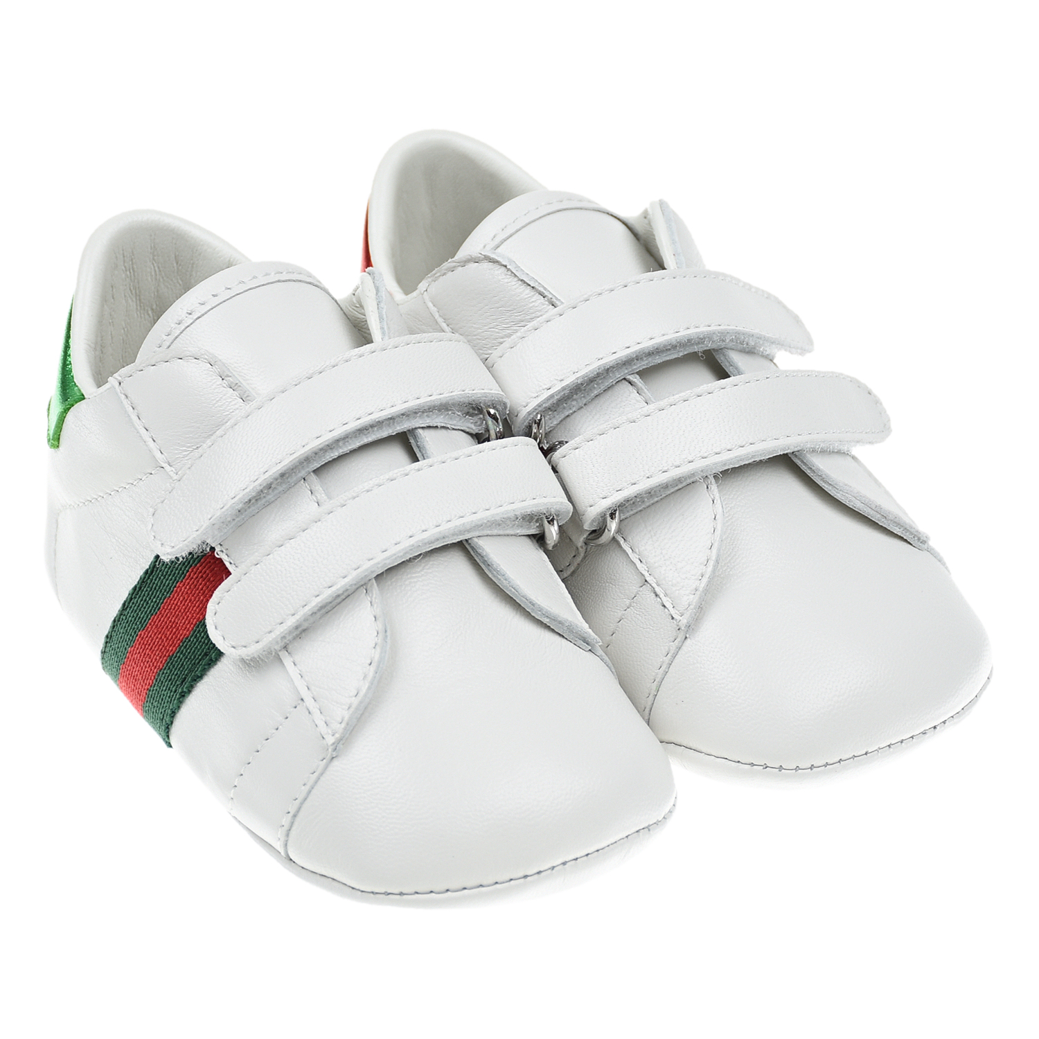 Кожаные пинетки с лентой "web" GUCCI