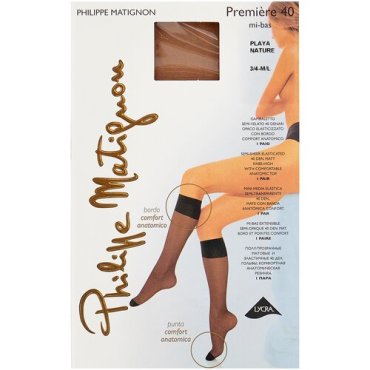 Капроновые гольфы Philippe Matignon Premiere 40 den mi-bas, размер 3/4 (M/L), playa nature