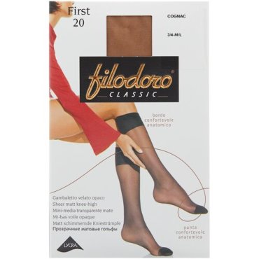 Капроновые гольфы Filodoro Classic First 20 Den, размер 3/4 M/L, cognac